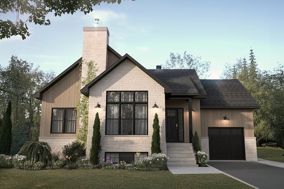 Exterior - Front Elevation 3 for Modern House Plan #23-2902 - 1 bed, 1.5 bath