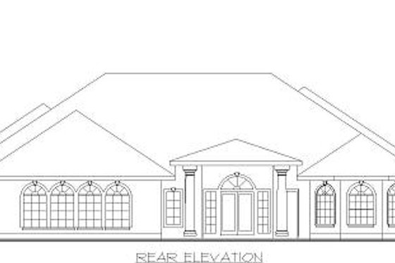 Exterior - Rear Elevation for Mediterranean House Plan #117-509 - 3 bed, 2.5 bath