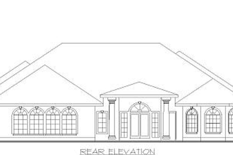 Home Plan - Exterior - Rear Elevation for Mediterranean House Plan #117-509 - 3 bed, 2.5 bath