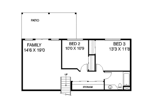 Floor Plan - Lower Floor for Traditional House Plan #60-180 - 3 bed, 2.5 bath