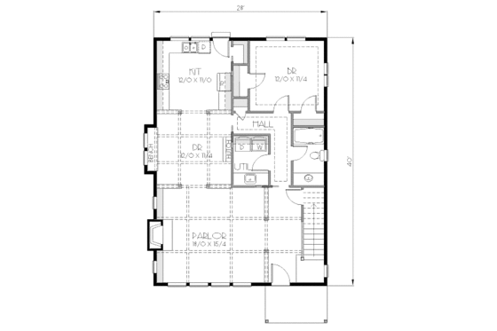 Floor Plan - Main Floor for Traditional House Plan #423-11 - 4 bed, 2 bath