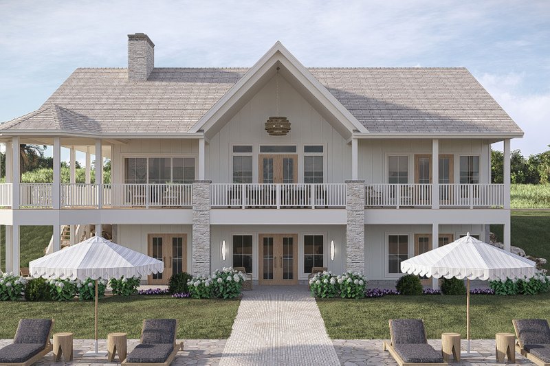 Architectural House Design - Exterior - Rear Elevation for Beach House Plan #455-794 - 2 bed, 2 bath