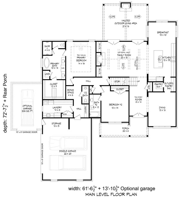 Farmhouse Floor Plan - Main Floor Plan #932-1165