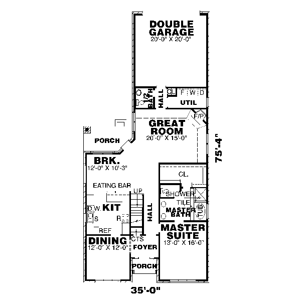 House Plan Design - Traditional Floor Plan - Main Floor Plan #34-154