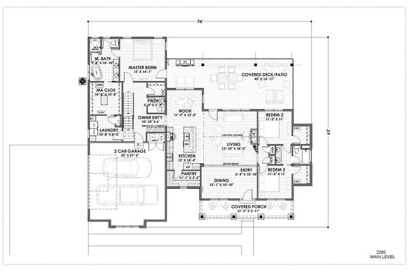 House Plan Design - Floor Plan - Main Floor for Farmhouse House Plan #1069-28 - 3 bed, 2.5 bath