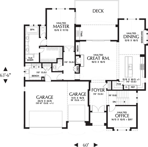 Architectural House Design - Craftsman Floor Plan - Main Floor Plan #48-658