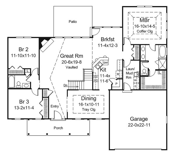 Architectural House Design - Ranch Floor Plan - Main Floor Plan #57-639