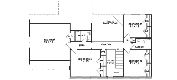 Colonial Floor Plan - Upper Floor Plan #81-205