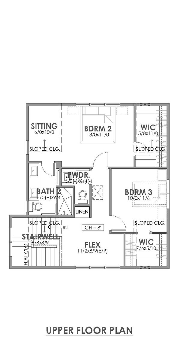 House Blueprint - Craftsman Floor Plan - Upper Floor Plan #1105-4