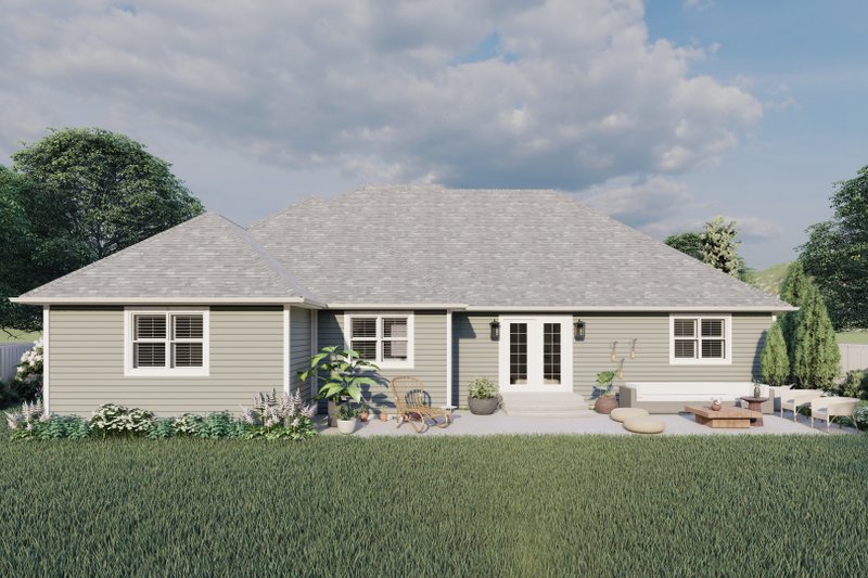 Home Plan - Exterior - Rear Elevation 1 for Ranch House Plan #1060-10 - 3 bed, 2 bath