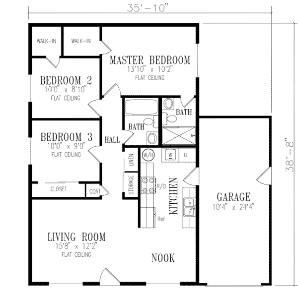 Architectural House Design - Ranch Floor Plan - Main Floor Plan #1-137