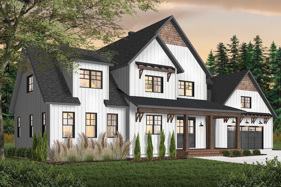 Exterior - Front Elevation 3 for Farmhouse House Plan #23-2687 - 4 bed, 3.5 bath