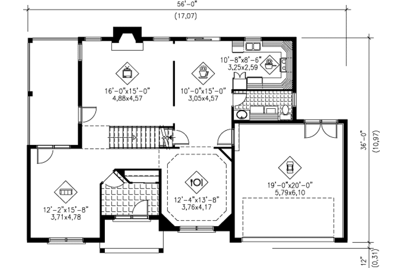 Dream House Plan - Floor Plan - Main Floor for Traditional House Plan #25-248 - 3 bed, 2.5 bath
