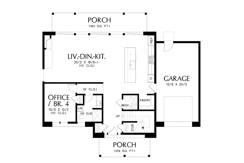 House Design - Floor Plan - Main Floor for Contemporary House Plan #48-1158 - 4 bed, 3 bath