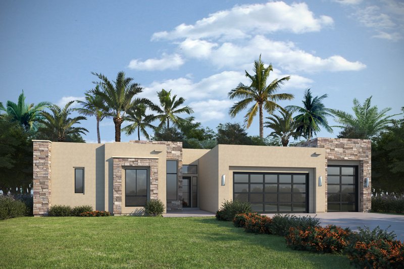 House Design - Adobe / Southwestern Exterior - Front Elevation Plan #1073-44