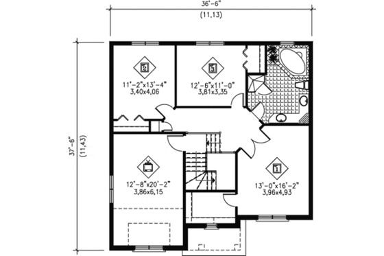 Floor Plan - Upper Floor for Traditional House Plan #25-4254 - 3 bed, 1.5 bath