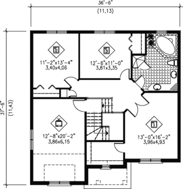 Traditional Floor Plan - Upper Floor Plan #25-4254