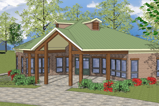 Exterior - Front Elevation for Southern House Plan #8-236 - 2 bed, 1 bath