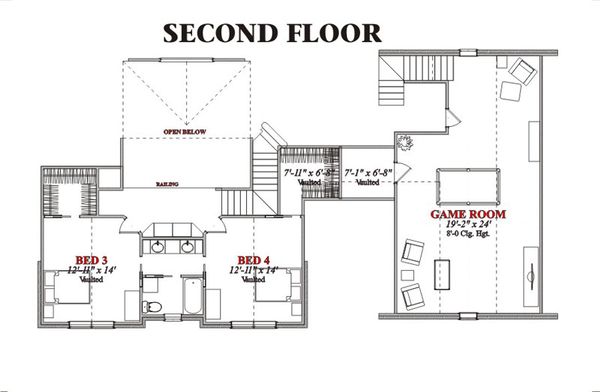 Traditional Floor Plan - Upper Floor Plan #63-209