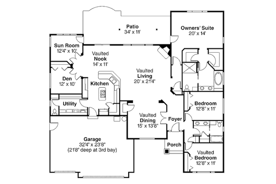 Floor Plan - Main Floor for Country House Plan #124-835 - 3 bed, 2.5 bath