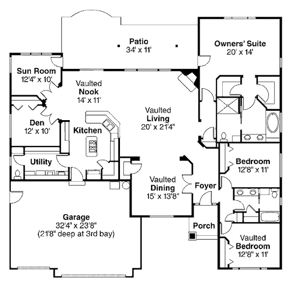 Architectural House Design - Country Floor Plan - Main Floor Plan #124-835