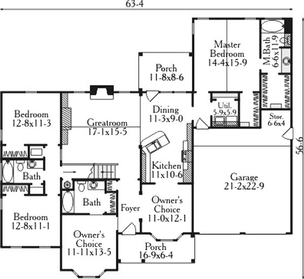 Ranch Floor Plan - Main Floor Plan #406-234