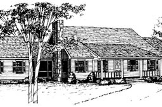 Exterior - Front Elevation for Ranch House Plan #10-133 - 3 bed, 2 bath