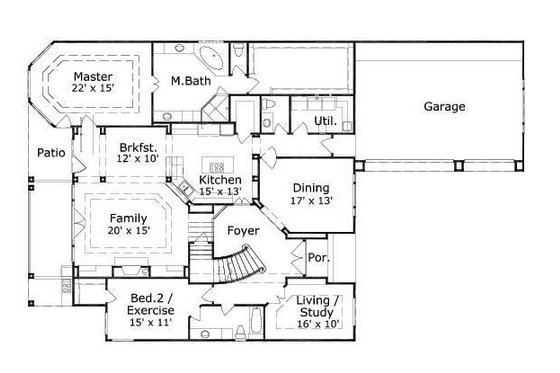 Floor Plan - Main Floor House Plan #411-751 - 4 bed, 3.5 bath