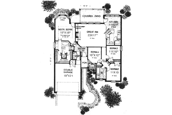 Floor Plan - Main Floor for Colonial House Plan #310-579 - 4 bed, 2 bath