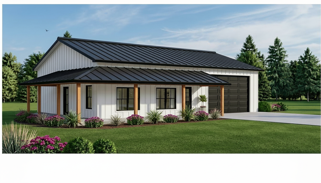 Exterior - Front Elevation 2 for Barndominium House Plan #1064-312 - 3 bed, 1 bath