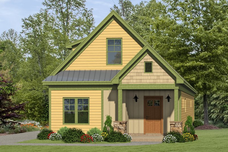 House Blueprint - Cabin Exterior - Front Elevation Plan #932-19