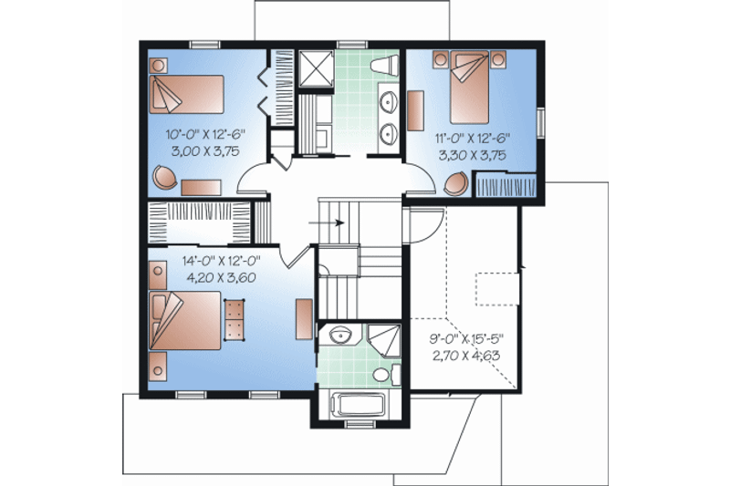 Home Plan - Floor Plan - Upper Floor for Country House Plan #23-2233 - 3 bed, 2 bath