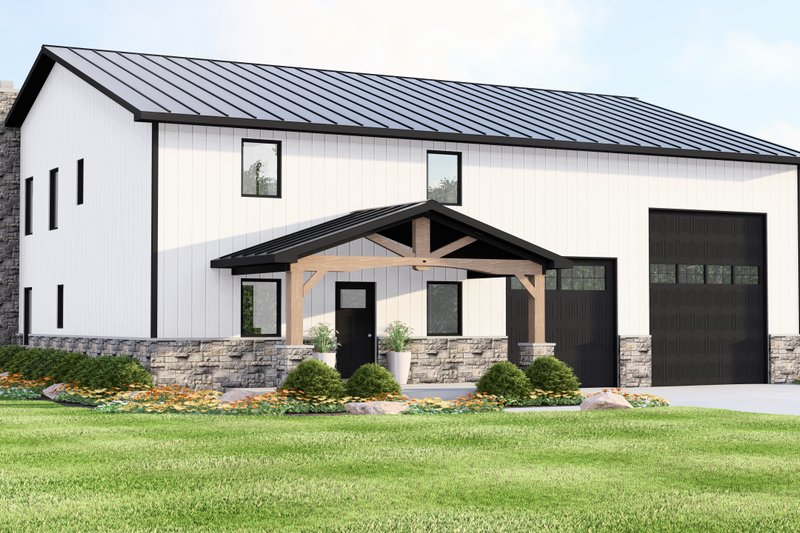 House Blueprint - Barndominium Exterior - Front Elevation Plan #1064-400