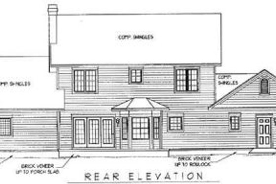 Exterior - Rear Elevation for Country House Plan #11-210 - 5 bed, 3.5 bath
