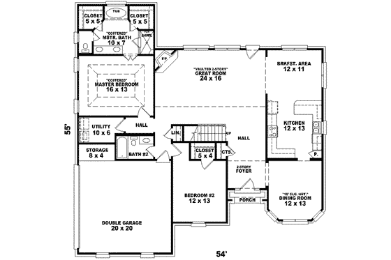 Floor Plan - Main Floor for European House Plan #81-961 - 5 bed, 4 bath