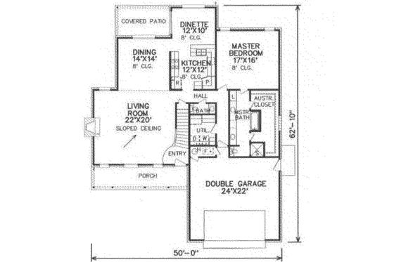 Floor Plan - Main Floor for Traditional House Plan #65-102 - 3 bed, 3 bath