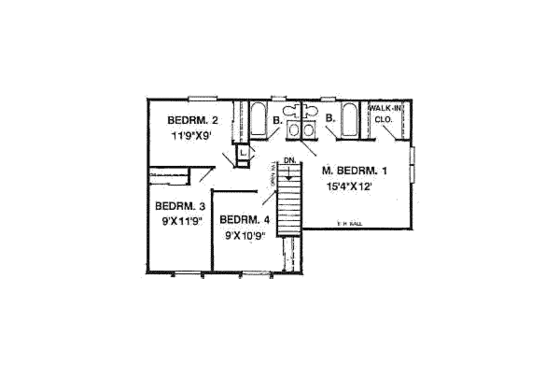 Floor Plan - Upper Floor for Traditional House Plan #116-195 - 4 bed, 2 bath