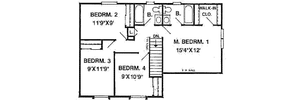 Traditional Floor Plan - Upper Floor Plan #116-195