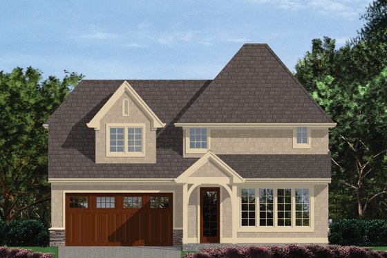 Exterior - Rear Elevation for European House Plan #48-558 - 3 bed, 2.5 bath