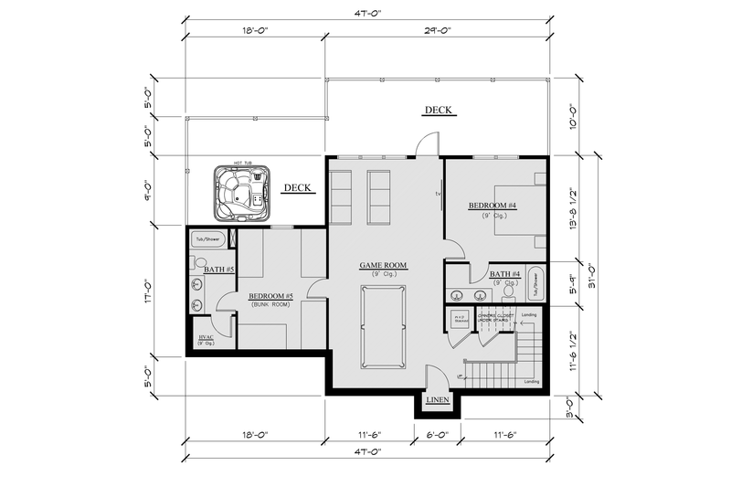 House Plan Design - Floor Plan - Lower Floor for Cabin House Plan #123-118 - 5 bed, 5 bath