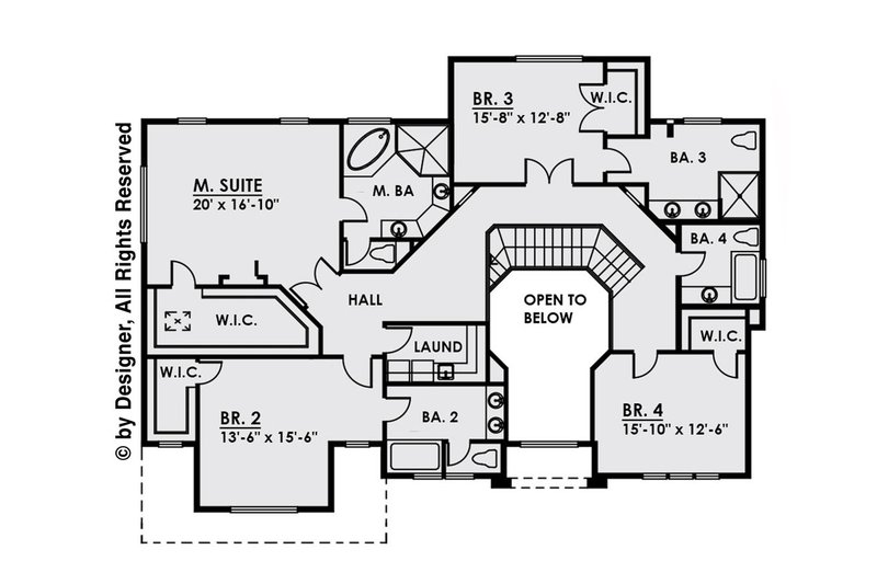 Home Plan - Floor Plan - Upper Floor for Contemporary House Plan #1066-16 - 4 bed, 4.5 bath