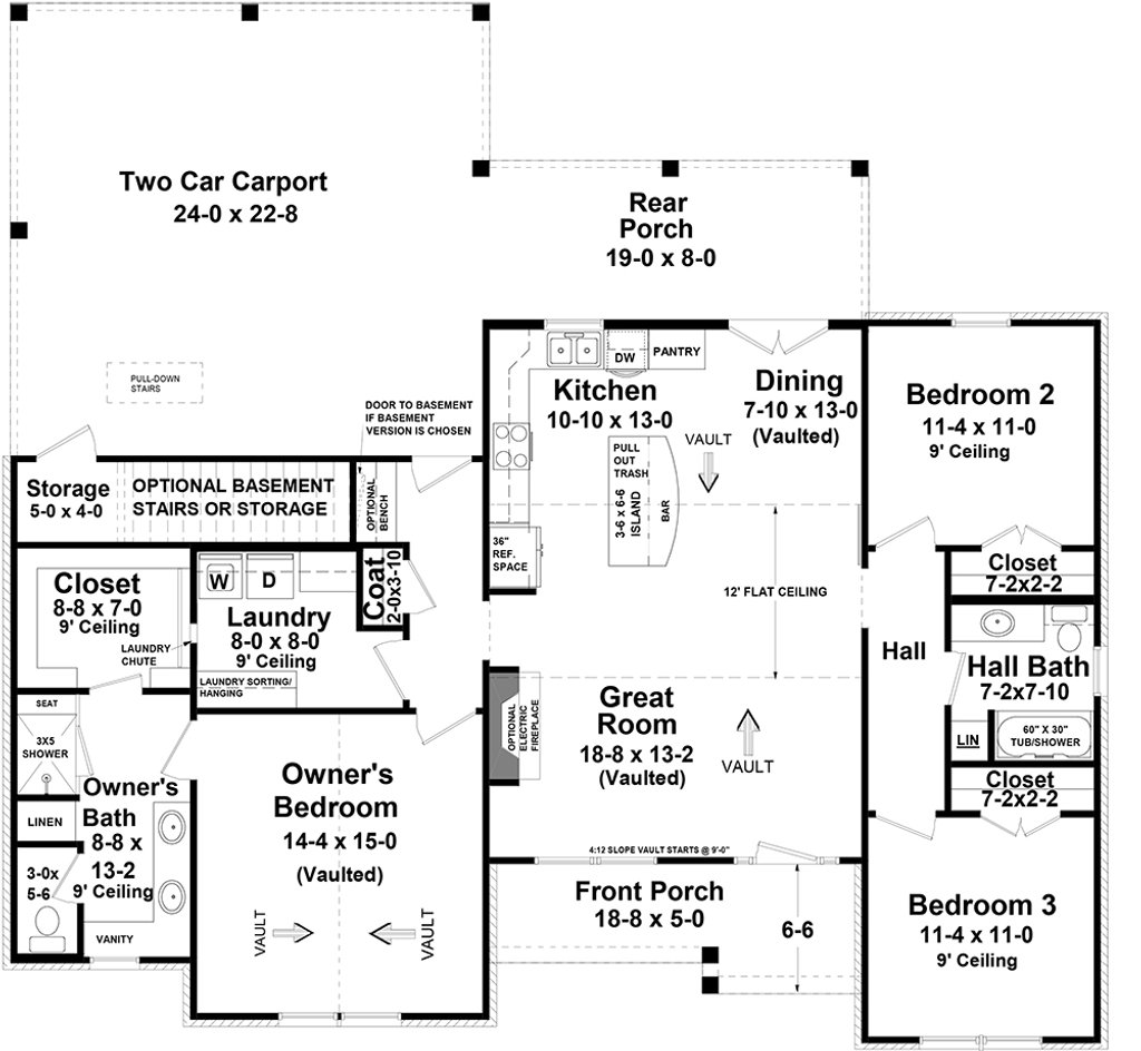 Country Style House Plan 3 Beds 2 Baths 2404 Sqft Plan 21 475 