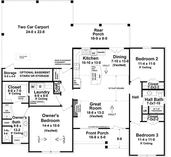 House Blueprint - Country Floor Plan - Main Floor Plan #21-475