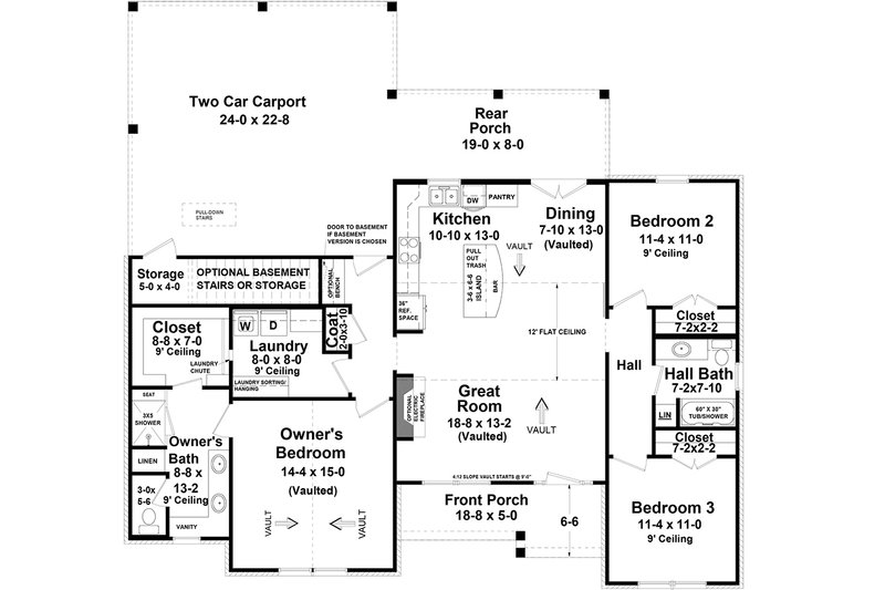 Dream House Plan - Floor Plan - Main Floor for Country House Plan #21-475 - 3 bed, 2 bath