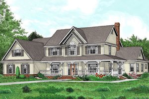 Dream House Plan - Farmhouse style, country design home, front elevation