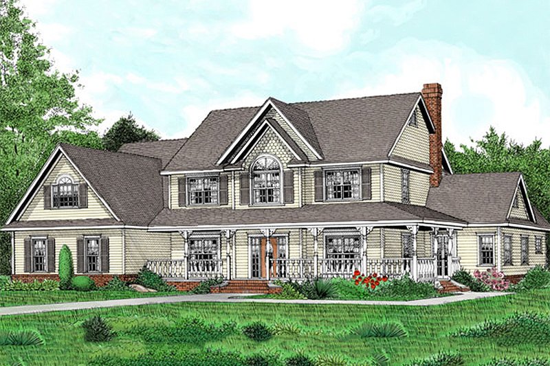 House Plan Design - Farmhouse style, country design home, front elevation