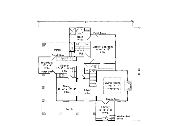 Home Plan - Floor Plan - Main Floor for Country House Plan #410-275 - 3 bed, 2.5 bath