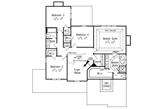Floor Plan - Upper Floor for Craftsman House Plan #927-1 - 4 bed, 2.5 bath