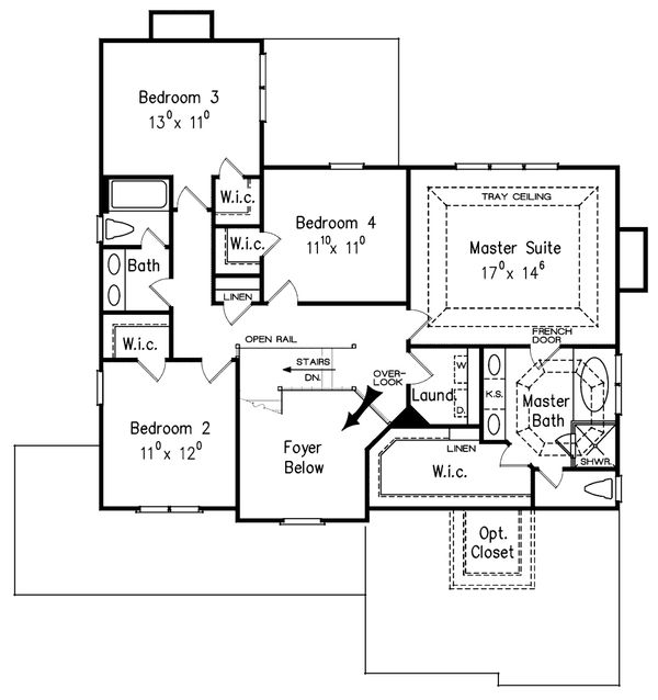 Craftsman Floor Plan - Upper Floor Plan #927-1