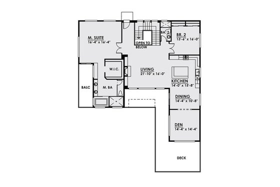 Floor Plan - Upper Floor for Contemporary House Plan #1066-24 - 3 bed, 4 bath